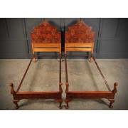 Pair Of Queen Anne Style Walnut Bed Frames 
