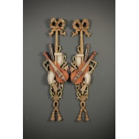 Pair of Decorative Carved Wood Wall Hangings