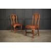 8 Oak & Leather Queen Anne Style Dining Chairs