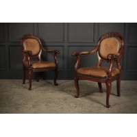 Pair of Rosewood & Leather Armchairs