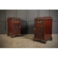 Pair of Chippendale Carved  Mahogany Bedside Cabinets