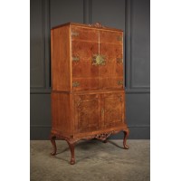 Queen Anne Style Burr Walnut Cocktail Cabinet 
