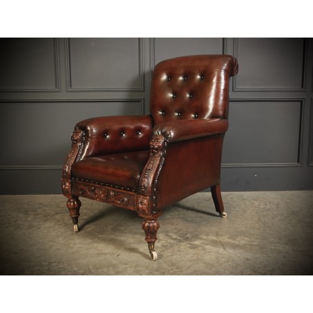 Buttoned Leather Library Armchair