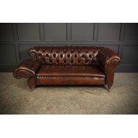 Victorian Buttoned Leather Drop Arm Chesterfield Sofa